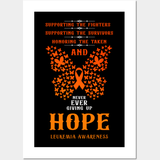 Hope Leukemia Awareness Orange Ribbon Posters and Art